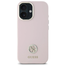 Guess Silicone Logo Strass 4G case for iPhone 16 - light pink