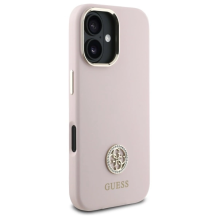 Guess Silicone Logo Strass 4G case for iPhone 16 - light pink