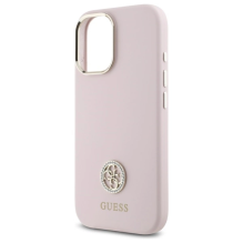 Guess Silicone Logo Strass 4G case for iPhone 16 - light pink