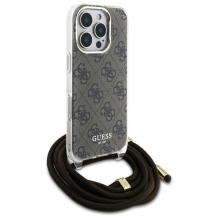 Guess Crossbody Cord 4G Print Case for iPhone 16 Pro Max - Brown