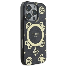 Guess IML Peony On 4G Background MagSafe case for iPhone 16 Pro - black