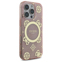 Guess IML Peony 4G fone MagSafe dėklas, skirtas iPhone 16 Pro – rožinis