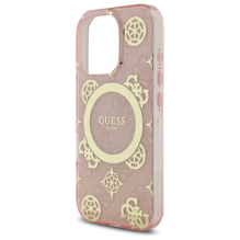 Guess IML Peony 4G fone MagSafe dėklas, skirtas iPhone 16 Pro – rožinis