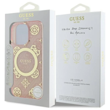 Guess IML Peony 4G fone MagSafe dėklas, skirtas iPhone 16 Pro – rožinis