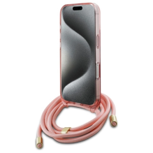 Guess Crossbody Cord Script MagSafe Case for iPhone 16 Pro - Pink