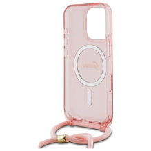 Guess Crossbody Cord Script MagSafe Case for iPhone 16 Pro - Pink