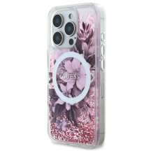 Guess Liquid Glitter Flower MagSafe iPhone 16 Pro Case - Pink