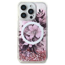 Guess Liquid Glitter Flower MagSafe iPhone 16 Pro Case - Pink