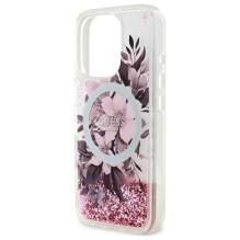 Guess Liquid Glitter Flower MagSafe iPhone 16 Pro Case - Pink