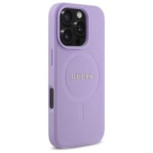 Guess Saffiano MagSafe dėklas, skirtas iPhone 16 Pro - violetinė