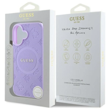 Guess Saffiano Peony Classic Logo MagSafena iPhone 16 Plus dėklas – violetinis