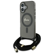 Guess Crossbody Cord Script MagSafe iPhone 16 dėklas – juodas