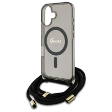 Guess Crossbody Cord Script MagSafe iPhone 16 Case - Black