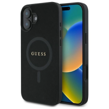 Guess Saffiano Classic Logo MagSafe dėklas iPhone 16 - juodas