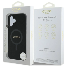 Guess Saffiano Classic Logo MagSafe dėklas iPhone 16 - juodas