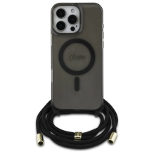 Guess Crossbody Cord Script MagSafe Case for iPhone 16 Pro Max - Black