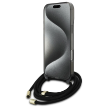 Guess Crossbody Cord Script MagSafe Case for iPhone 16 Pro Max - Black