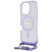 Guess Crossbody Cord Script MagSafe Case for iPhone 16 Pro Max - Purple