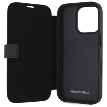 Mercedes Leather Wood Imitation iPhone 16 Pro Case - Black