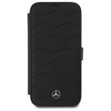 Mercedes MB Waves Leather Case for iPhone 16 Pro Max - Black