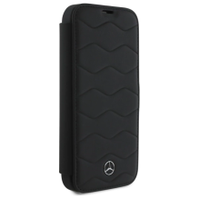 Mercedes MB Waves Leather Case for iPhone 16 Pro Max - Black