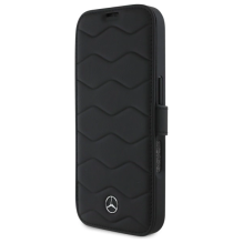 Mercedes MB Waves Leather Case for iPhone 16 Pro Max - Black