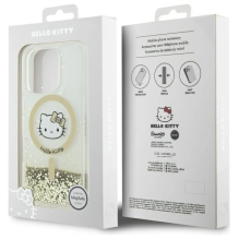 Hello Kitty Liquid Glitter Fever MagSafe dėklas, skirtas iPhone 16 Pro Max – auksinis