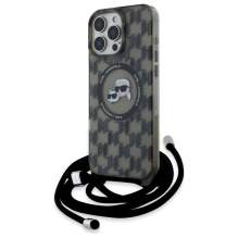 Karl Lagerfeld IML Crossbody Monogram Karl &amp; Choupette Head MagSafe Case for iPhone 16 Pro - Black