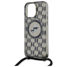 Karl Lagerfeld IML Crossbody Monogram Karl &amp; Choupette Head MagSafe Case for iPhone 16 Pro - Black