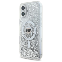 Karl Lagerfeld Liquid Glitter Karl Head Magsafe Case for iPhone 16 Plus - Clear