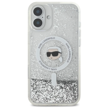 Karl Lagerfeld Liquid Glitter Karl Head Magsafe Case for iPhone 16 Plus - Clear