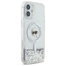 Karl Lagerfeld Liquid Glitter Karl Head Magsafe Case for iPhone 16 Plus - Clear