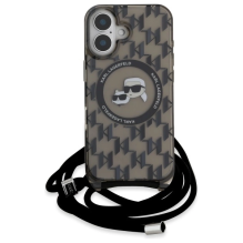 Karl Lagerfeld IML Crossbody Monogram Karl &amp; Choupette Head MagSafe iPhone 16 Case - Black