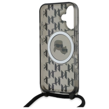 Karl Lagerfeld IML Crossbody Monogram Karl &amp; Choupette Head MagSafe iPhone 16 Case - Black