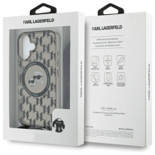 Karl Lagerfeld IML Crossbody monograma Karl &amp; Choupette Head MagSafe iPhone 16 dėklas – juodas