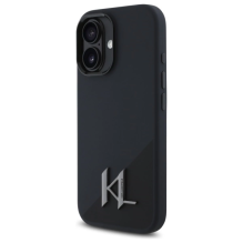 Karl Lagerfeld Silicone Shadow Metal Initial MagSafe iPhone 16 Case - Black