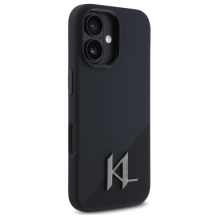 Karl Lagerfeld Silicone Shadow Metal Initial MagSafe iPhone 16 Case - Black