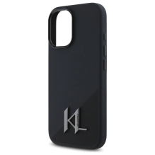 Karl Lagerfeld Silicone Shadow Metal Initial MagSafe iPhone 16 Case - Black