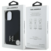 Karl Lagerfeld silikoninis šešėlinis metalinis pradinis MagSafe iPhone 16 dėklas – juodas