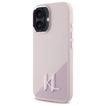 Karl Lagerfeld Silicone Shadow Metal Initial MagSafe iPhone 16 Case - Pink