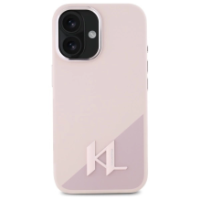 Karl Lagerfeld Silicone Shadow Metal Initial MagSafe iPhone 16 Case - Pink