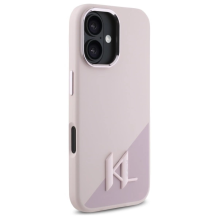 Karl Lagerfeld Silicone Shadow Metal Initial MagSafe iPhone 16 Case - Pink