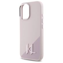 Karl Lagerfeld Silicone Shadow Metal Initial MagSafe iPhone 16 Case - Pink