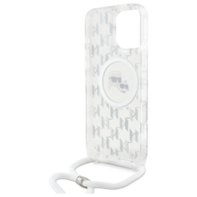 Karl Lagerfeld IML Crossbody Monogram Karl &amp; Choupette Head MagSafe Case for iPhone 16 Pro Max - Clear