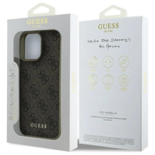 Guess 4G Charms Collection dėklas, skirtas iPhone 16 Pro - rudas