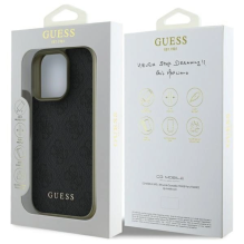 Guess 4G Charms Collection dėklas, skirtas iPhone 16 Pro - juodas