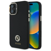 Guess Silicone Logo Strass 4G Case for iPhone 16 - Black