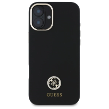 Guess Silicone Logo Strass 4G Case for iPhone 16 - Black