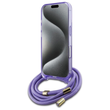 Guess Crossbody Cord Script MagSafe iPhone 16 Case - Purple