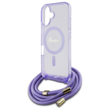 Guess Crossbody Cord Script MagSafe iPhone 16 Case - Purple